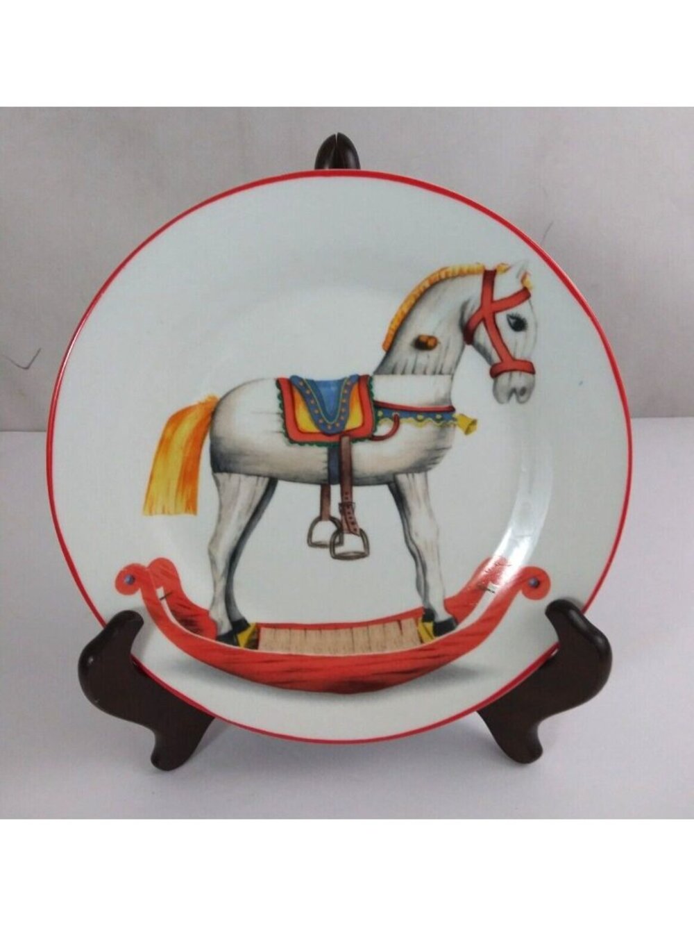 Vintage Greenbrier International Christmas Rocking Horse 8" Decorative Plate